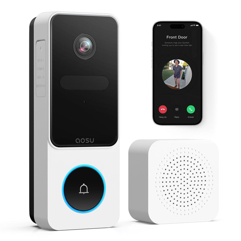 Aosu SE Video Doorbell - White | v8e from Aosu - DID Electrical