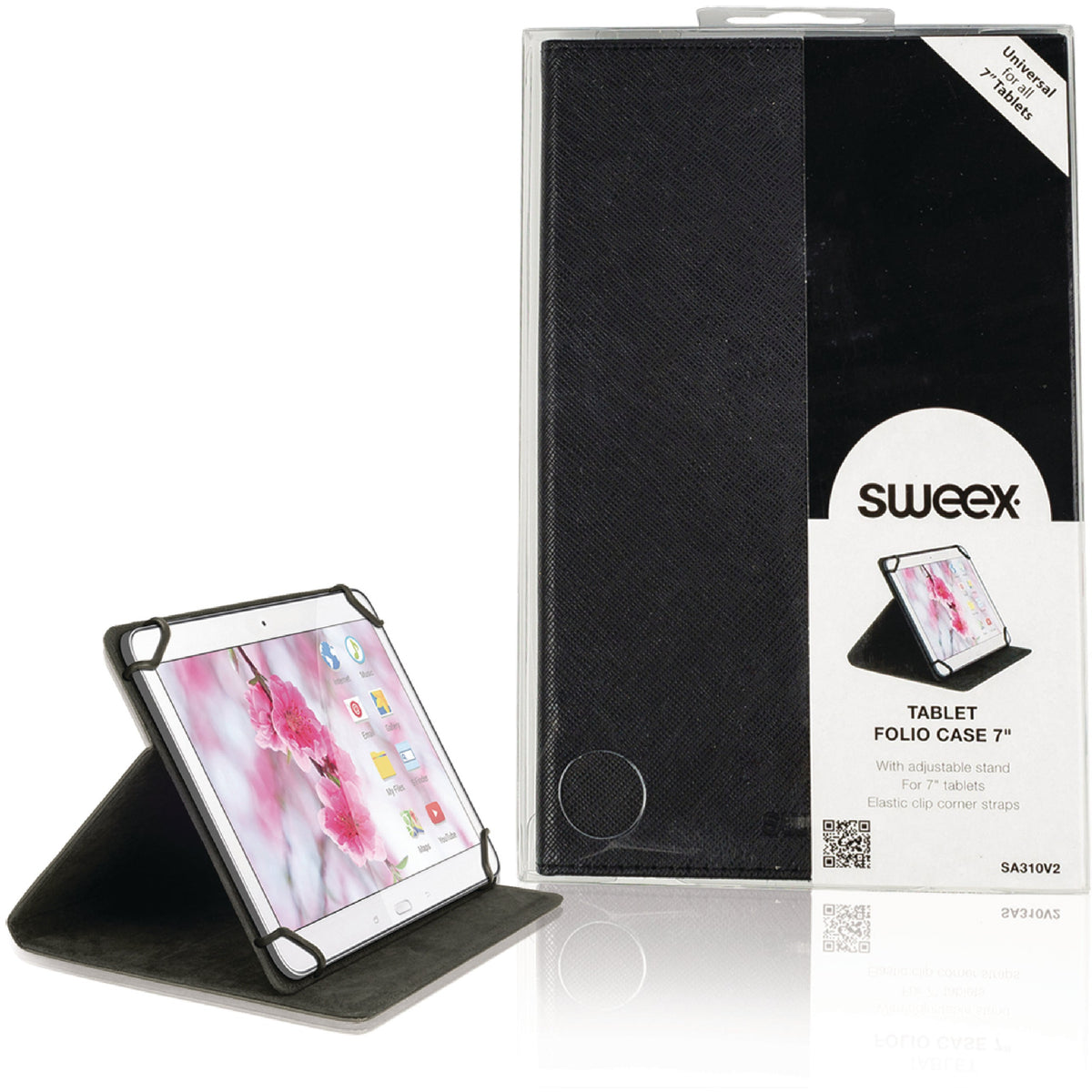 Sweex 7&quot; Universal Folio Case for Tablet - Black | 020962 (7660535120060)