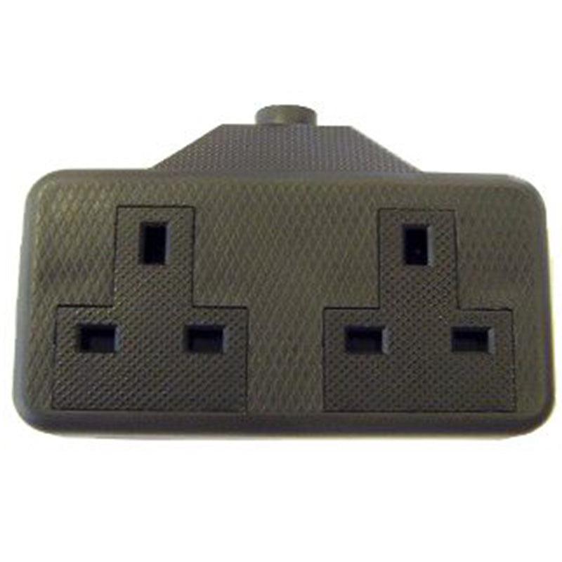 13 Amp 2 Gang Rubber Socket Block - Black | NSK444R (7265273053372)