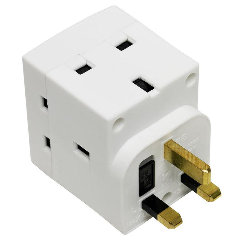 Fleming 13Amp 3 Way Plug Adapter - White | 028020 (7450870022332)