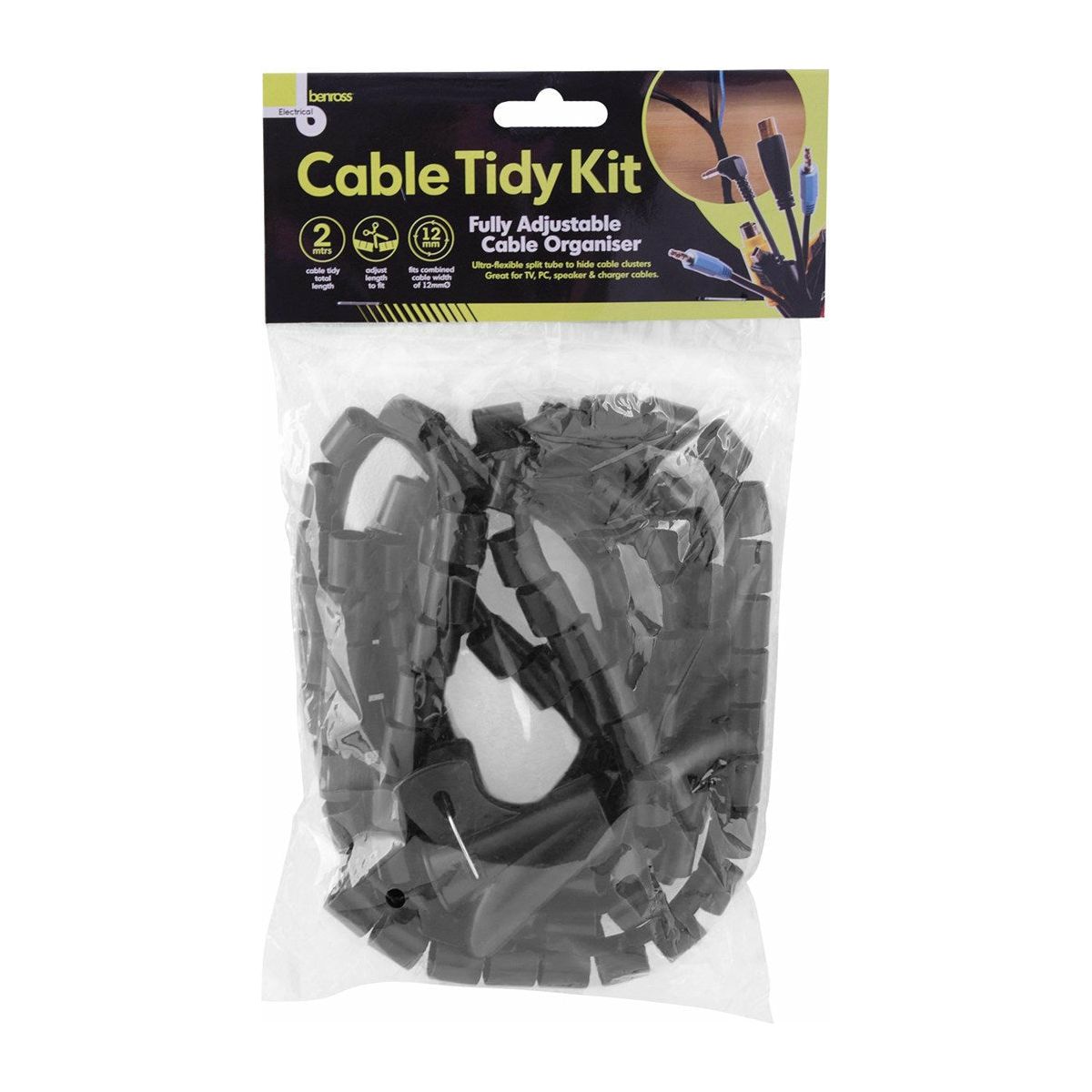 Benross 2M Cable Tidy Kit - Black | 167905 (7630067040444)
