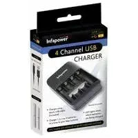 Infapower 4 Channel USB AA/AAA NiMH Battery Charger - Black | 212552 (7576409899196)