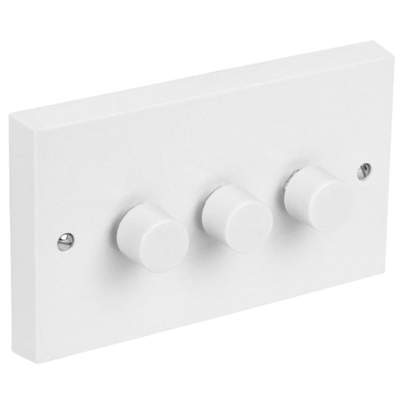250W 3Gang 2Way Push On/Off Dimmer Switch - White | HD32 (7229142565052)