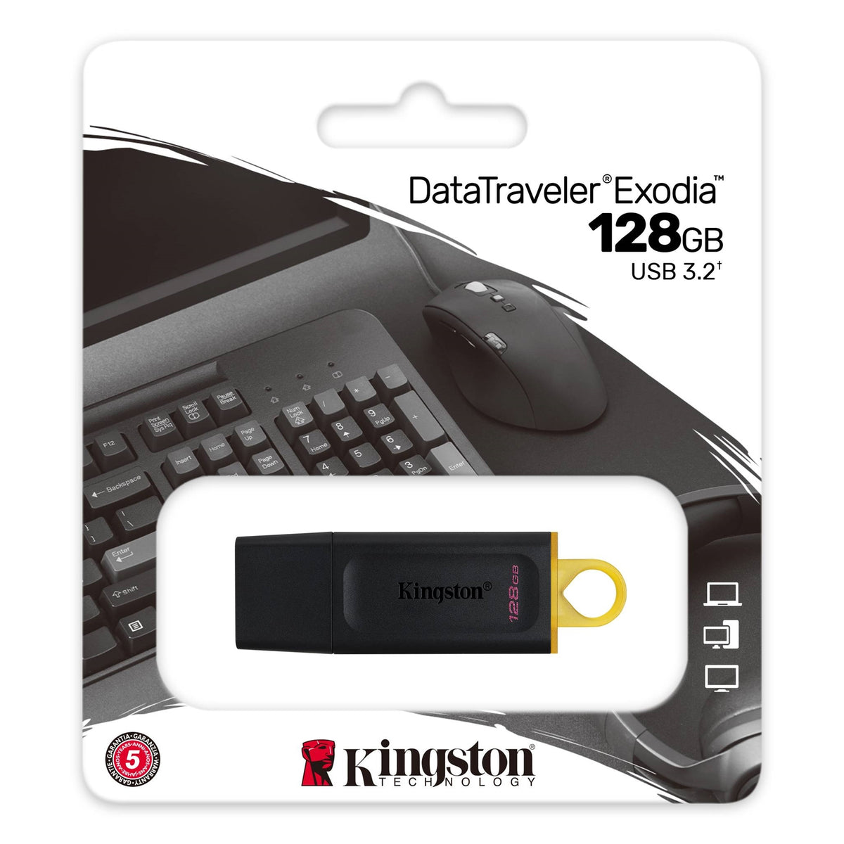 Kingston DataTraveler Exodia 128GB 3.2 USB Flash Drive - Black &amp; Yellow | 309928 (7551022923964)