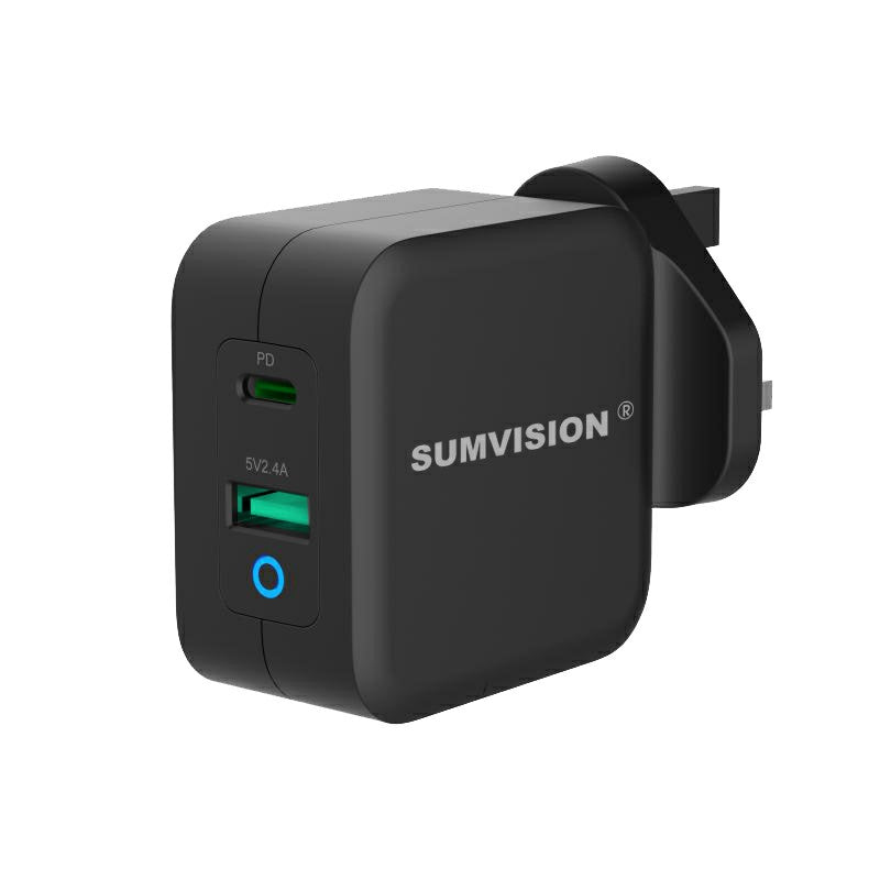 Sumvision 65W 2 Port USB-C GaN Charger Plug - Black | 310435 (7654297764028)