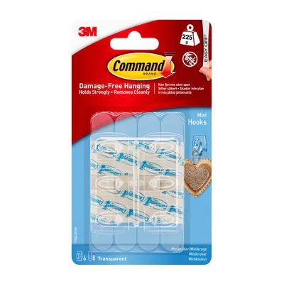 3M Command Mini Hook with Strip - Transparent | 3M17006 (7671933567164)