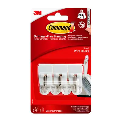 3M Command Small Wire Hook with Strip - White & Metal | 3M17067 (7671933534396)