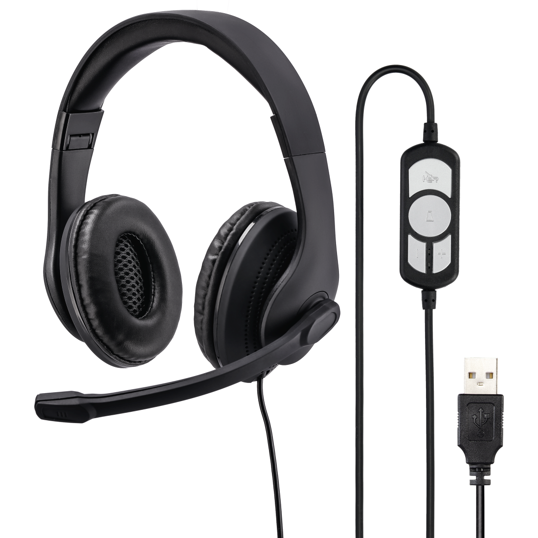 Hama HS-USB300 Over-Ear PC Office Stereo Headset - Black | 419682 from Hama - DID Electrical