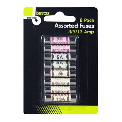 Benross 3A/5A/13A Fuses Pack of 8 - Assorted | 463007 (7630019461308)