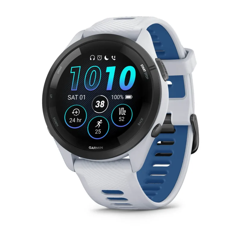 Garmin Forerunner 265 Running Smartwatch - Whitestone &amp; Tidal Blue | 49-GAR-010-02810-11 from Garmin - DID Electrical