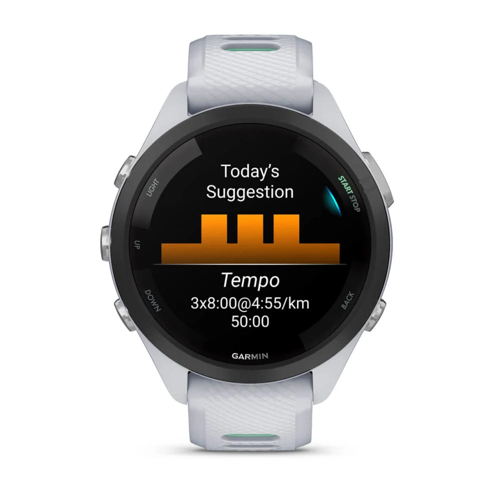 Garmin Forerunner 265S 1.1" Running Smartwatch - Whitestone/Neo Tropick | 49-GAR-010-02810-14 from Garmin - DID Electrical