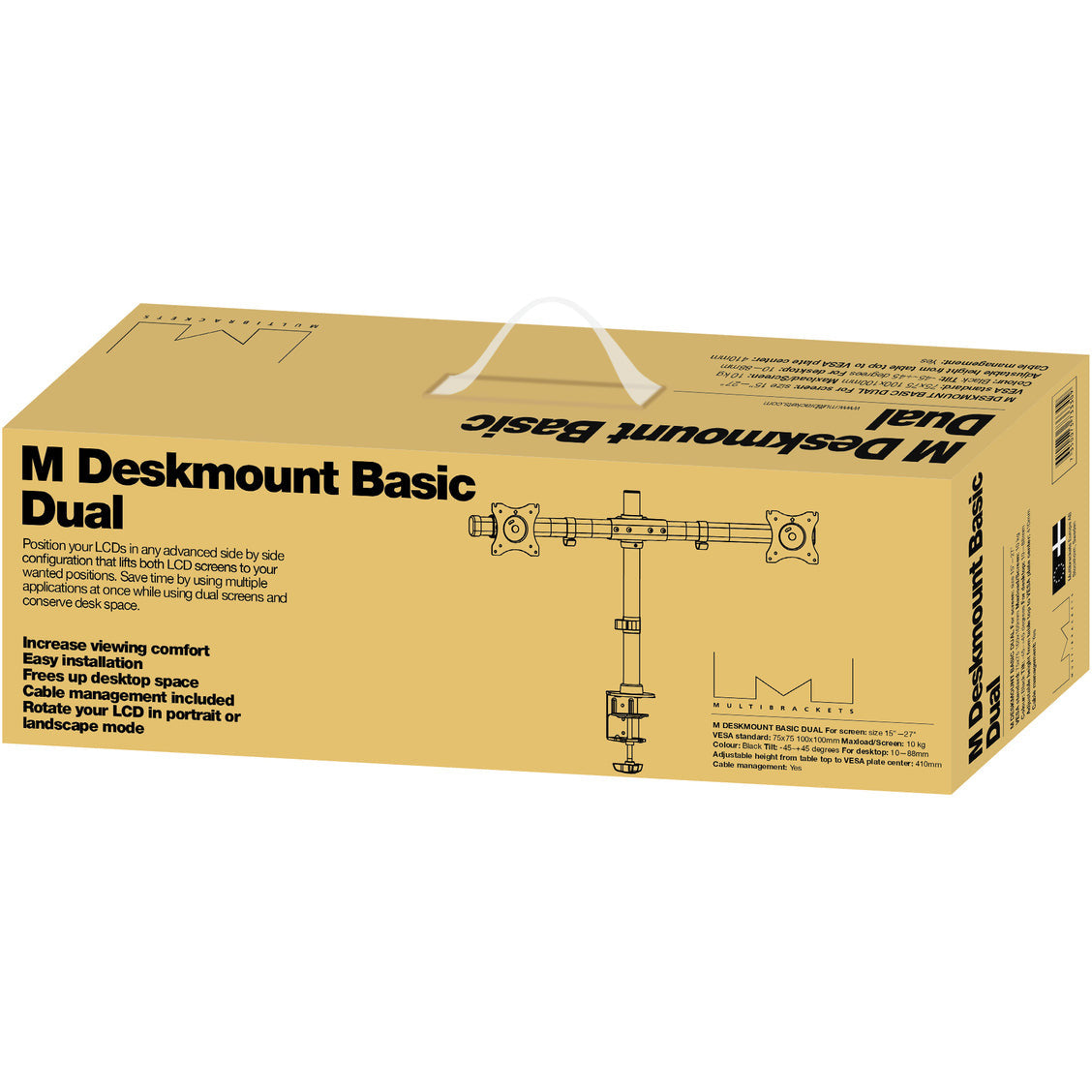 Multibrackets M Deskmount Basic Dual Mounting Kit for LCD Display - Black | 7350073733309 (7671507026108)