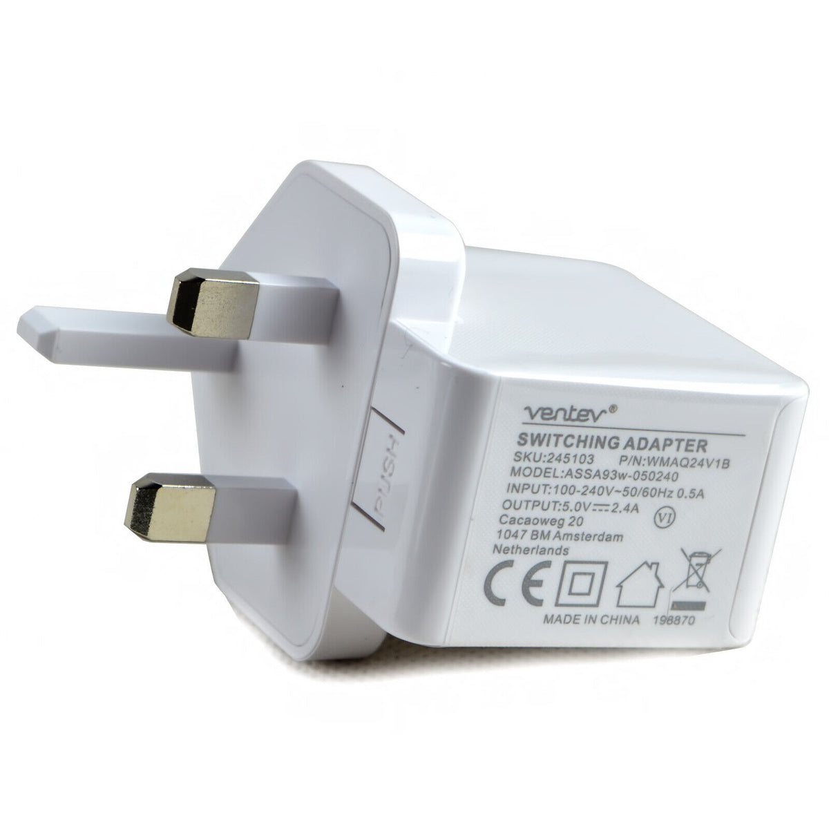 Ventev Essential 10W Wireless Bundle with 12W Plug &amp; Type-C Cable Charger - White | 751791 from Ventev - DID Electrical