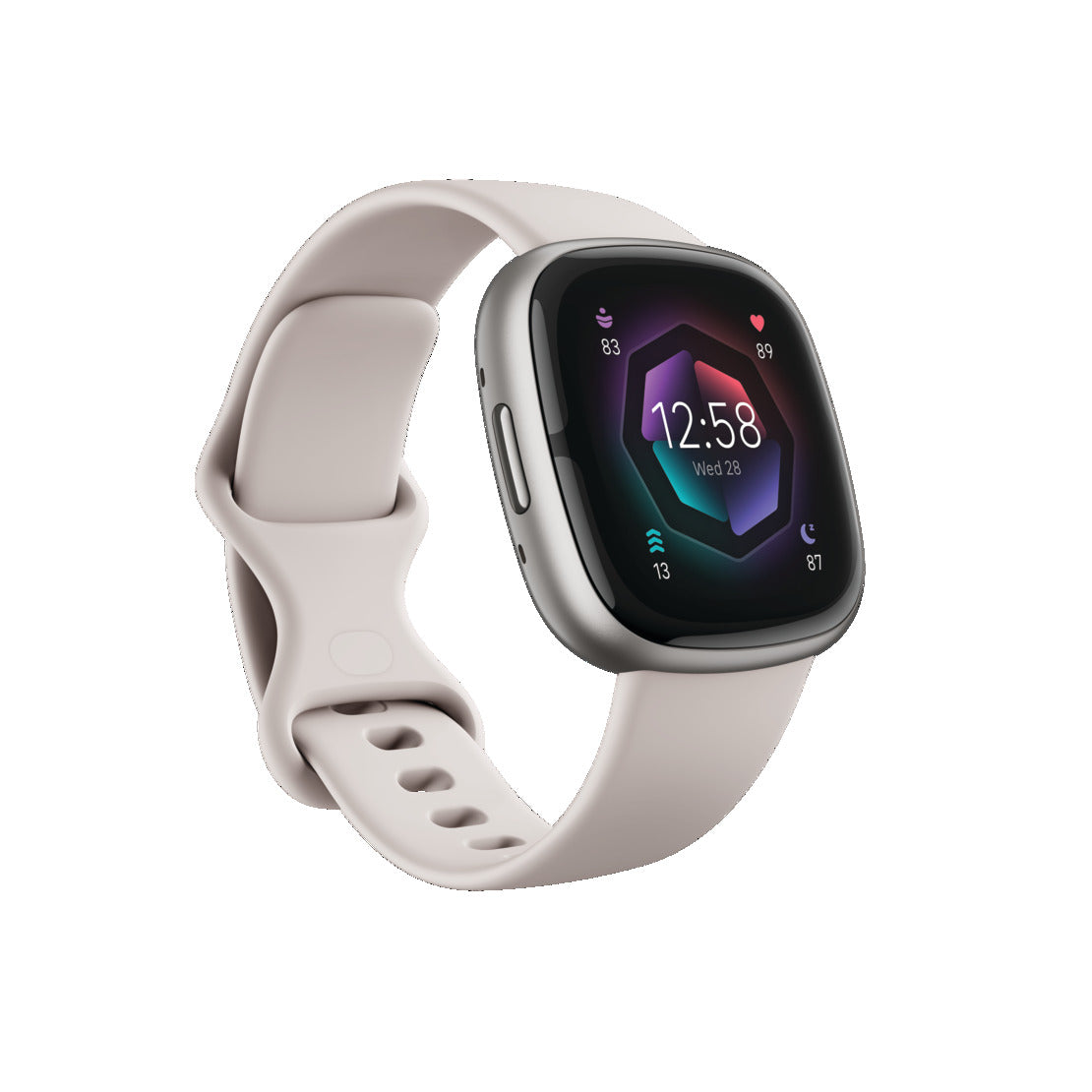 Fitbit Sense 2 Health &amp; Fitness Smart Watch - Lunar White &amp; Platinum | 79-FB521SRWT (7619310354620)