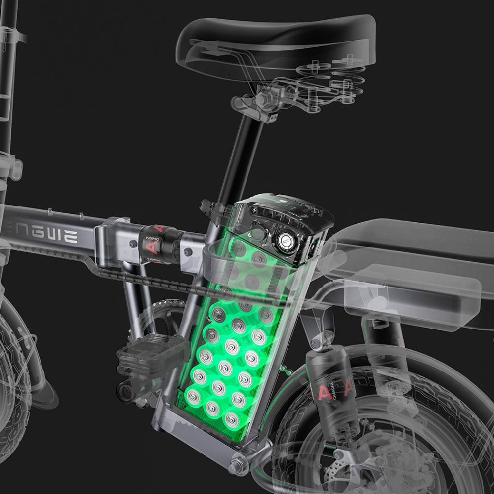 Engwe T14 Mini 48V 10Ah Folding Electric Bike - Silver &amp; Black | ZH110 from Engwe - DID Electrical