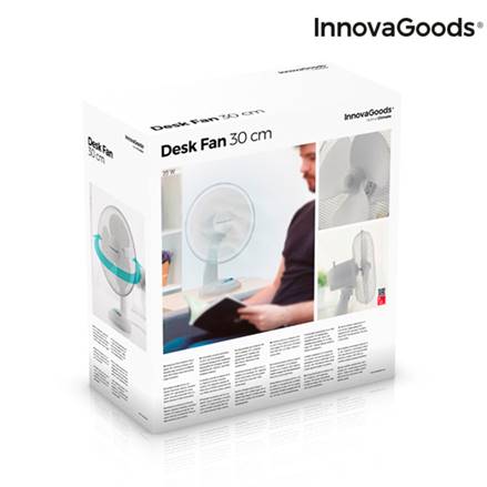Innovagoods 12&quot; Oscillating Desk Fan - White | 814243 (7562574397628)