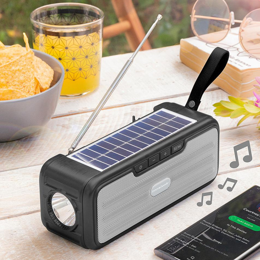 Innovagoods 5W Wireless Bluetooth Speaker with Solar Charge - Grey &amp; Black | 821388 from Innovagoods - DID Electrical