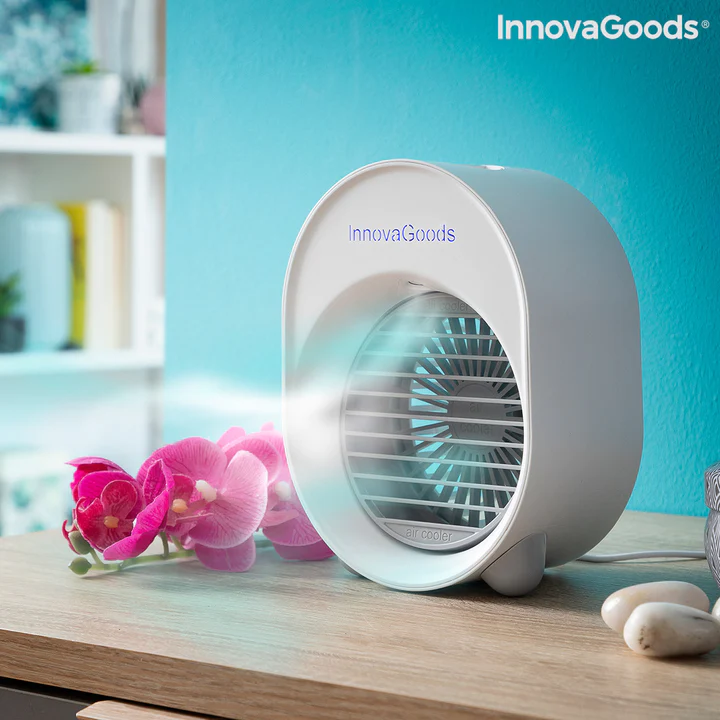 InnovaGoods Mini Ultrasound Air Cooler-Humidifier with LED Koolizer - White &amp; Grey | 821555 from Innovagoods - DID Electrical