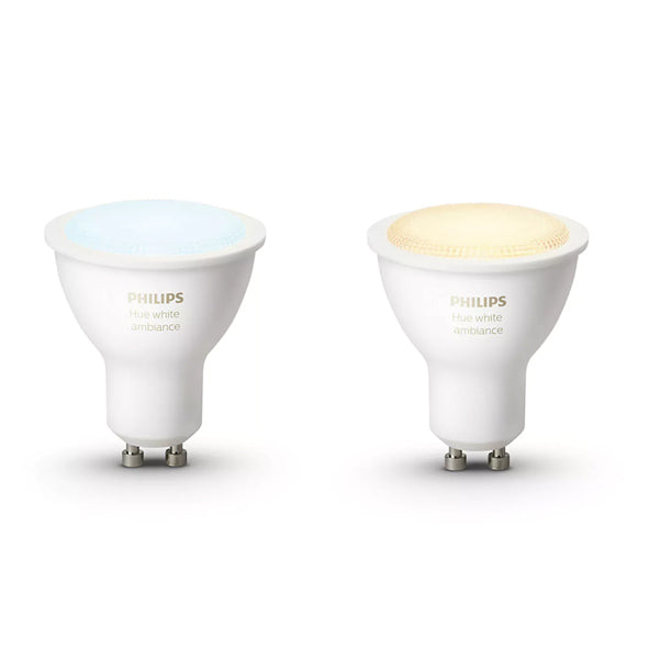Philips Hue White Ambiance 5.5W GU10 Smart LED Bulb - Pack of 2 | 929001257603 from Philips - DID Electrical