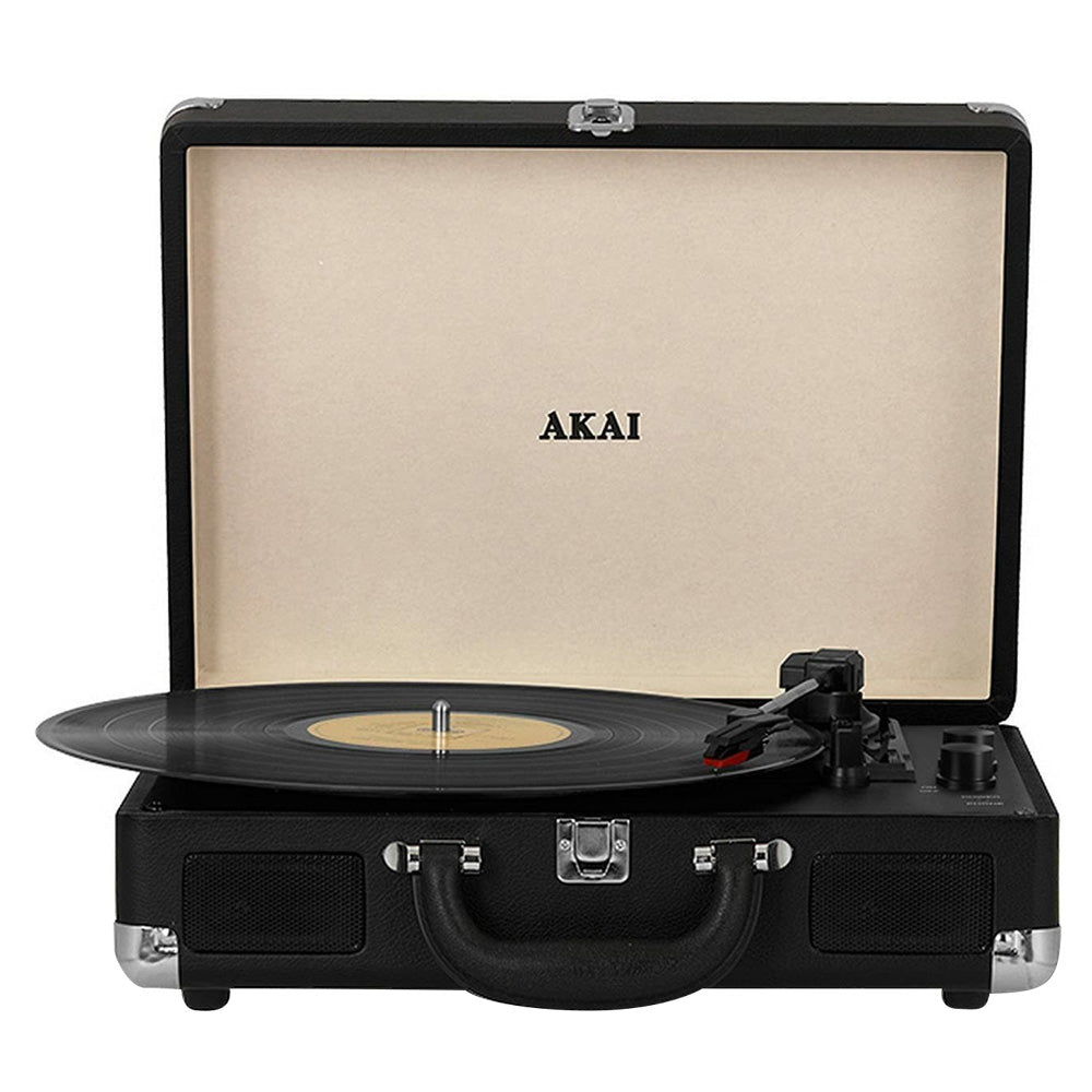 Akai Rechargeable Bluetooth Vinyl Turntable with Briefcase - Black | A60011N (7651989323964)