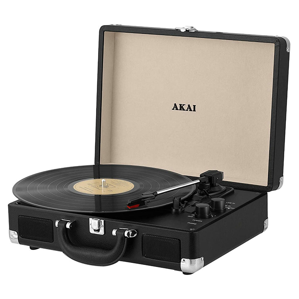 Akai Rechargeable Bluetooth Vinyl Turntable with Briefcase - Black | A60011N (7651989323964)