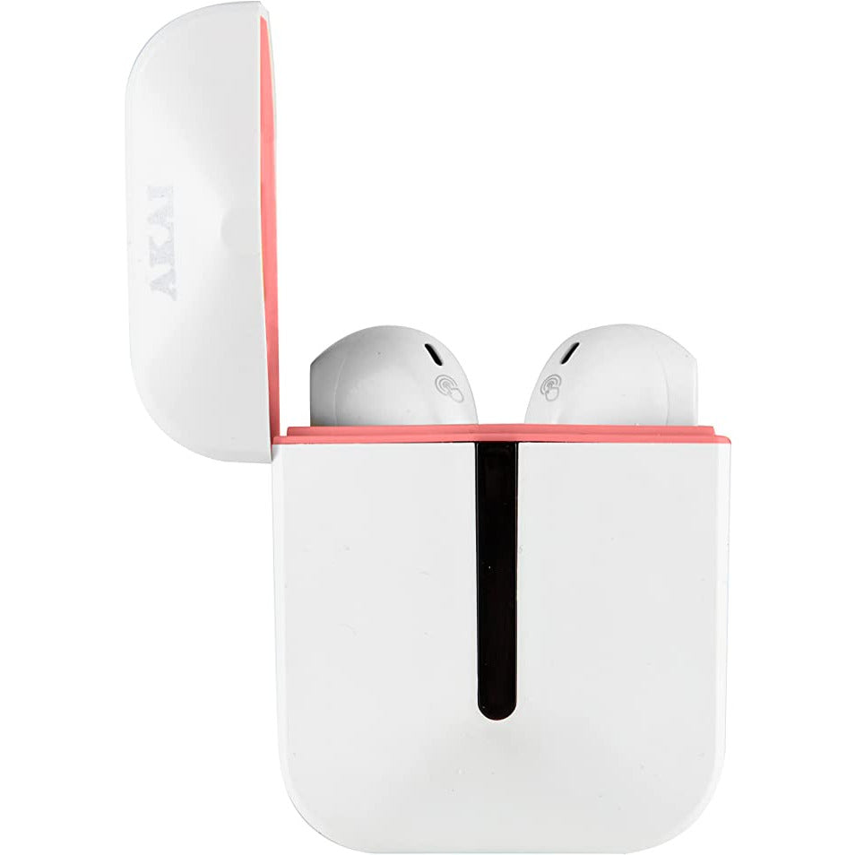 Akai In-Ear True Wireless Stereo Bluetooth Earbuds - White &amp; Coral | A61058COR from Akai - DID Electrical