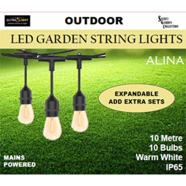 Secret Garden Collection Alina 10M LED Garden String Lights - Black | GL10F (7553815183548)