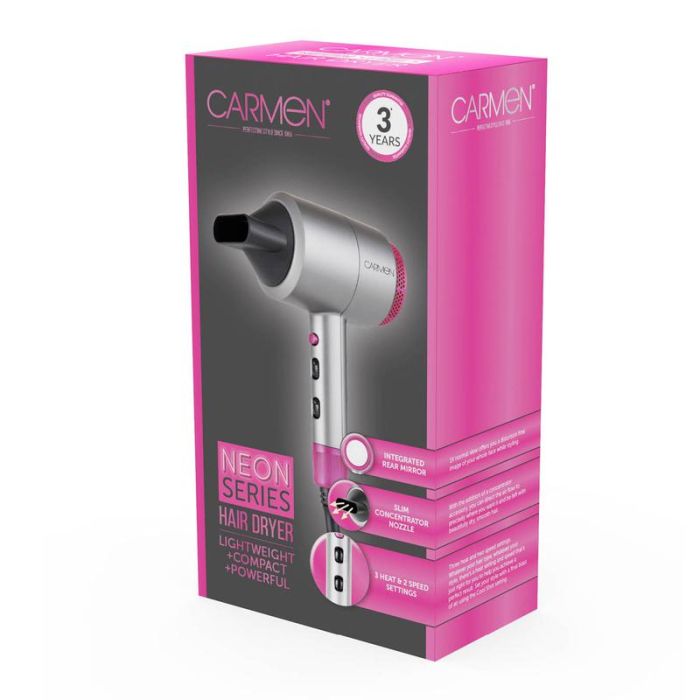 Carmen Neon DC Professional Hair Dryer - Graphite &amp; Pink | C81103 from Carmen - DID Electrical