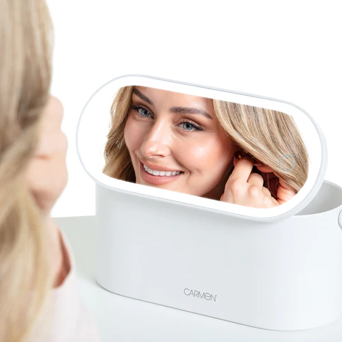 Carmen Portable LED Make Up Mirror with Case - White | C81167WHT from Carmen - DID Electrical