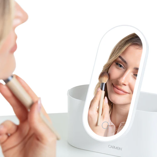 Carmen Portable LED Make Up Mirror with Case - White | C81167WHT from Carmen - DID Electrical