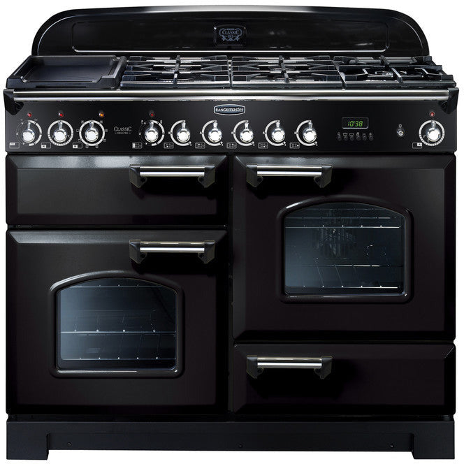 Rangemaster Classic Deluxe 110CM Dual Fuel Range Cooker - Black | CDL110DFFBL/C from Rangemaster - DID Electrical