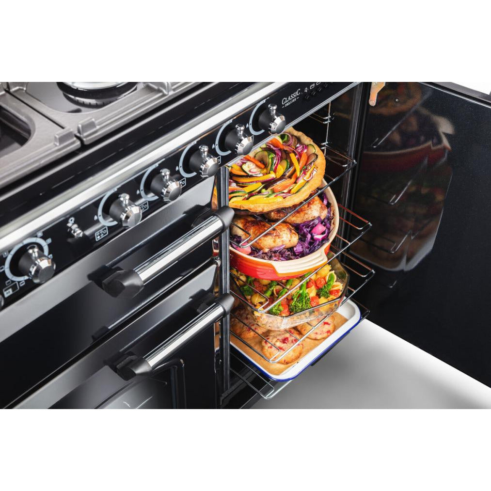 Rangemaster Classic Deluxe 110CM Dual Fuel Range Cooker - Black | CDL110DFFBL/C from Rangemaster - DID Electrical