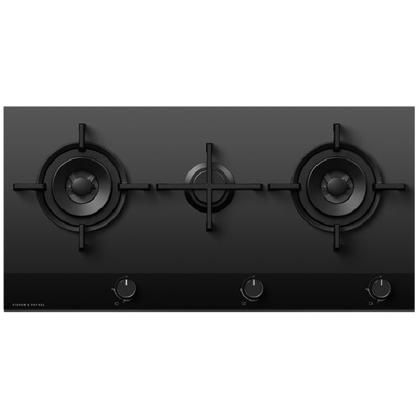 Fisher & Paykel 90cm 3 Burner LPG Gas on Glass Hob - Black | CG903DLPGB4 from Fisher & Paykel - DID Electrical