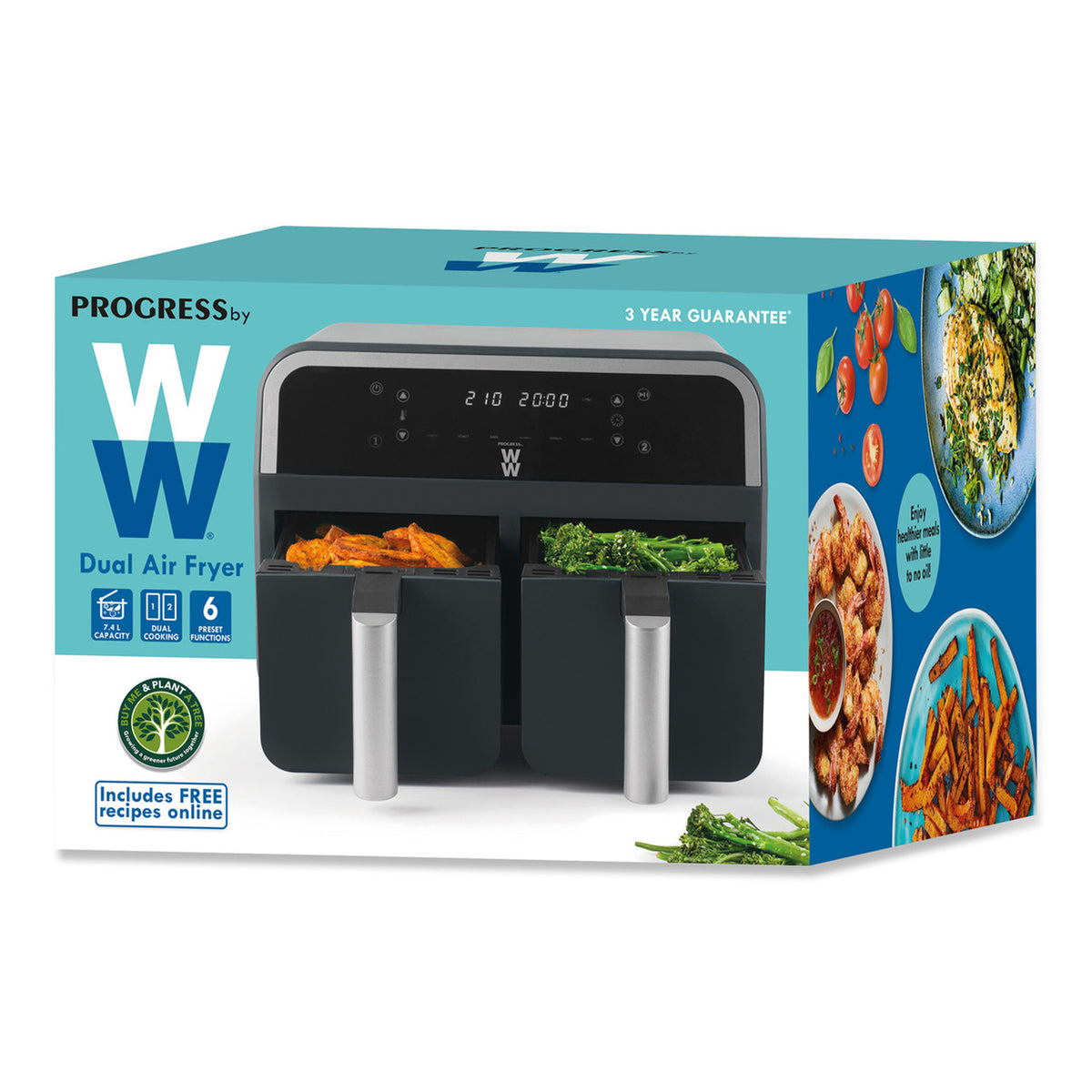 Progress 7.4L 2400W Dual Air Fryer - Black | EK5315WW from Progress - DID Electrical