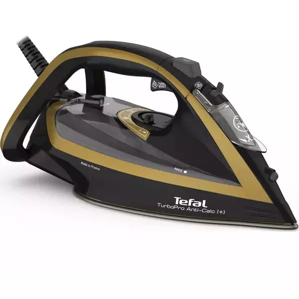 Tefal Ultimate Turbo Pro Anti-Scale 3000W Steam Iron - Black &amp; Gold | FV5696GO from Tefal - DID Electrical