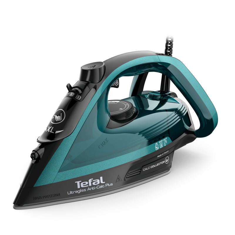 Tefal Ultragliss Anti-Calc Plus Steam Iron - Black & Turquoise | FV6848G0 (7660501434556)