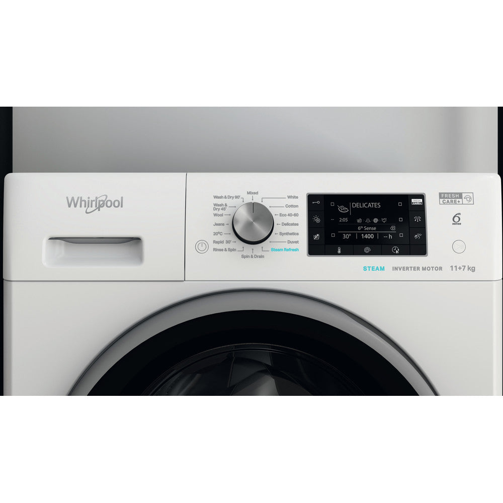 Whirlpool 11KG/7KG 1351 Spin Freestanding Washer Dryer - White | FWDD1174269BSVUK from Whirlpool - DID Electrical