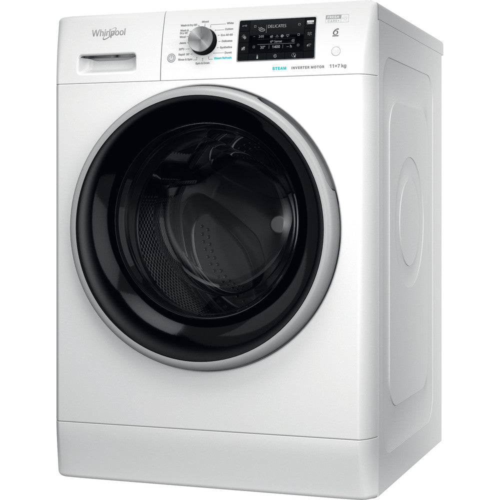 Whirlpool 11KG/7KG 1351 Spin Freestanding Washer Dryer - White | FWDD1174269BSVUK from Whirlpool - DID Electrical