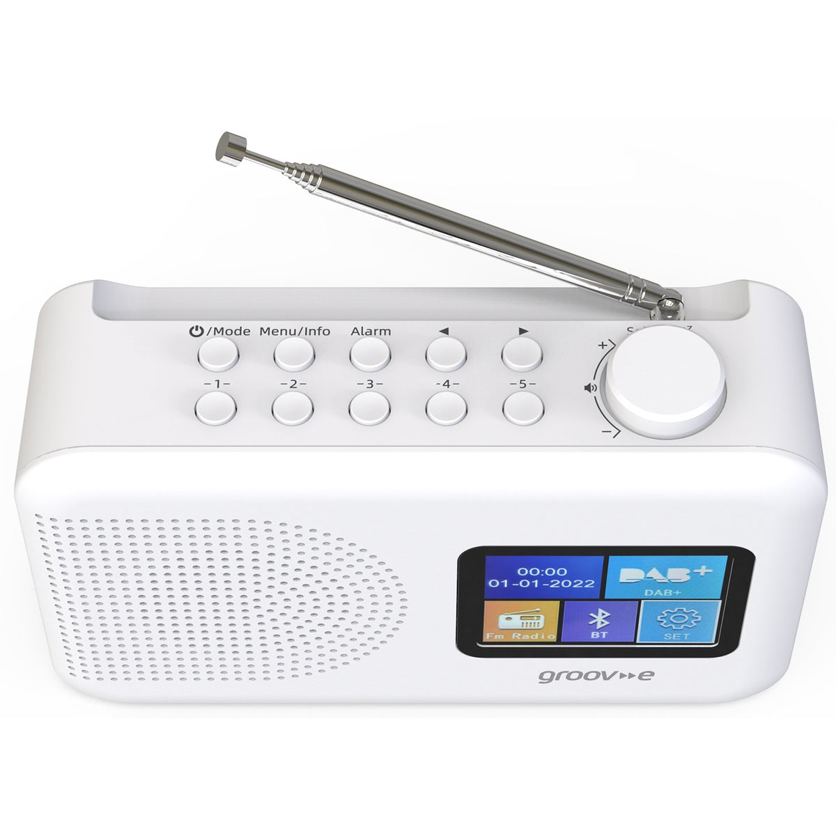 Groov-e Berlin Colour Screen DAB/FM Radio with Bluetooth - White | GVDR06BWE (7649227047100)