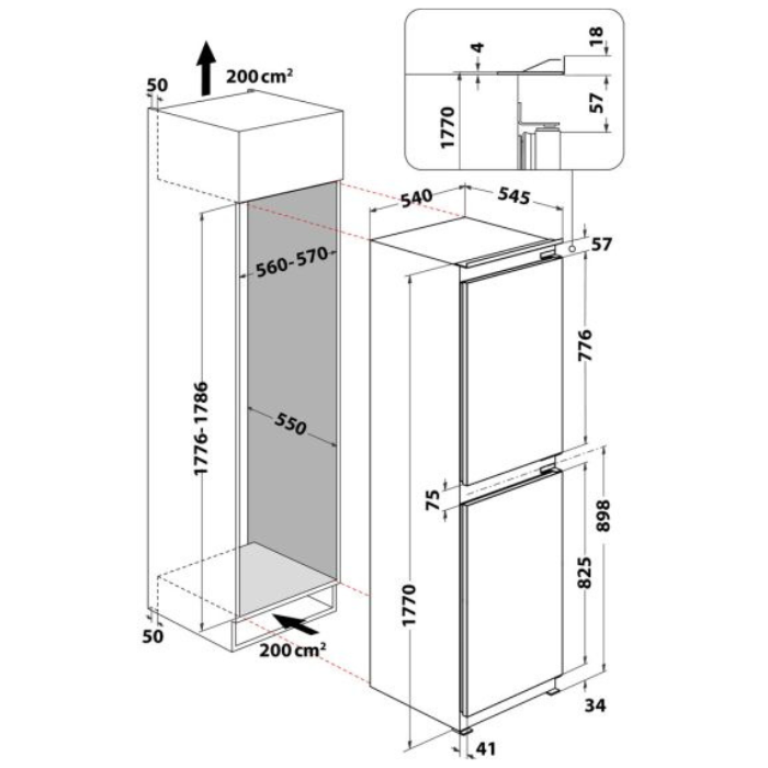 Whirlpool 263L 50/50 Integrated Fridge Freezer - White | ART4550SF1 from Whirlpool - DID Electrical