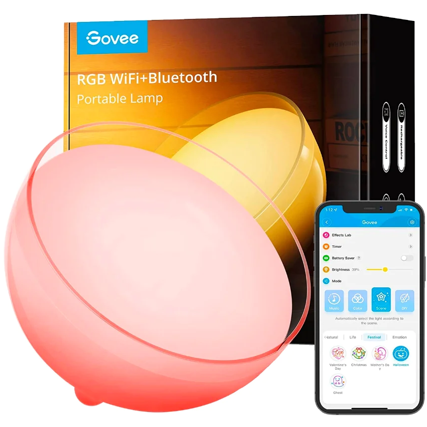 Govee Ambient RGBWW Portable Smart Table Lamp | H6058201-OF-UK from Govee - DID Electrical