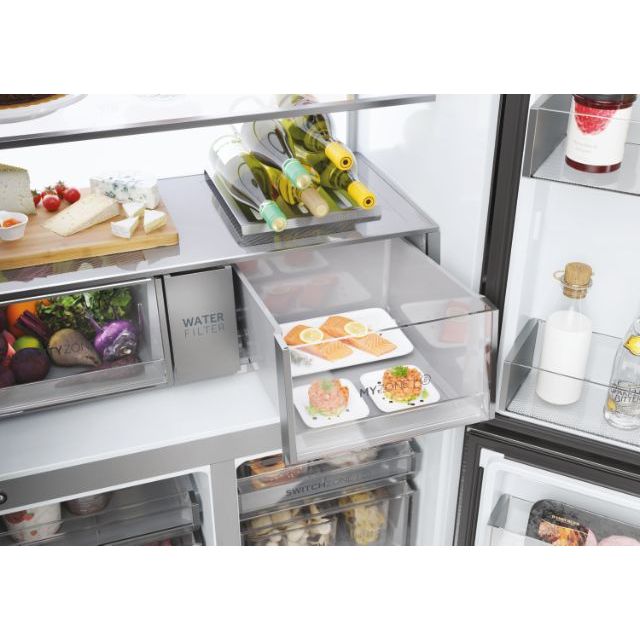 Haier Cube 90 Series 7 601L No Frost Multi Door Freestanding Fridge Freezer - Platinum Inox | HCR7918EIMP from Haier - DID Electrical