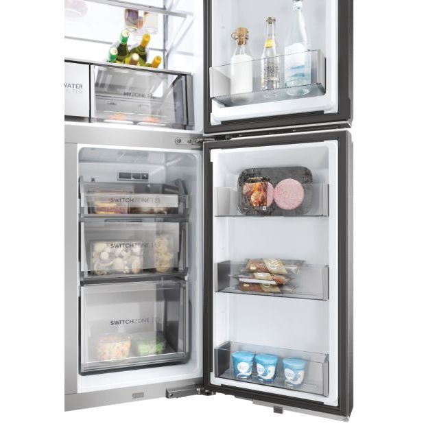 Haier Cube 90 Series 7 601L No Frost Multi Door Freestanding Fridge Freezer - Platinum Inox | HCR7918EIMP from Haier - DID Electrical