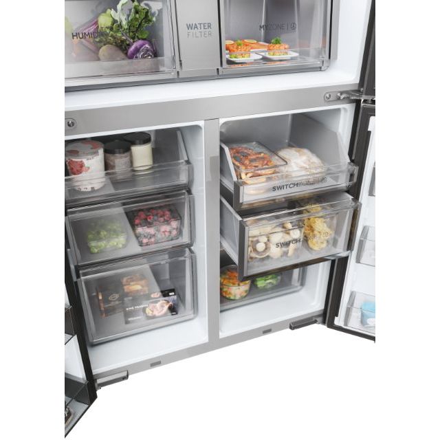 Haier Cube 90 Series 7 601L No Frost Multi Door Freestanding Fridge Freezer - Platinum Inox | HCR7918EIMP from Haier - DID Electrical