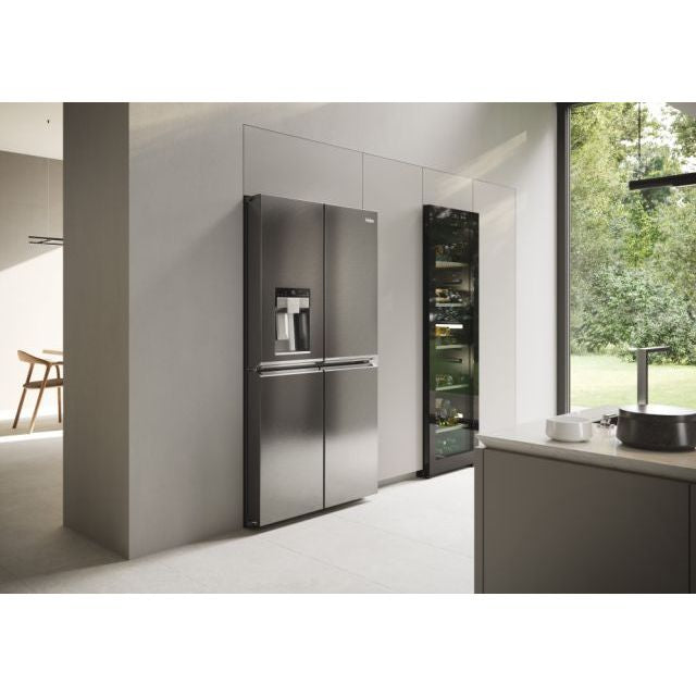 Haier Cube 90 Series 7 601L No Frost Multi Door Freestanding Fridge Freezer - Platinum Inox | HCR7918EIMP from Haier - DID Electrical