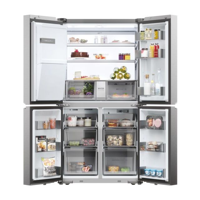 Haier Cube 90 Series 7 601L No Frost Multi Door Freestanding Fridge Freezer - Platinum Inox | HCR7918EIMP from Haier - DID Electrical