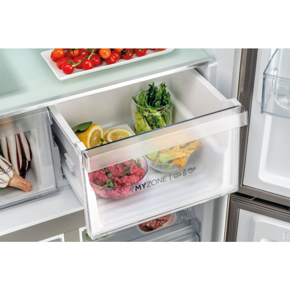 Haier Cube 90 Series 5 528L Total No Frost American Style Fridge Freezer - Platinum Inox | HTF-540DP7 from Haier - DID Electrical