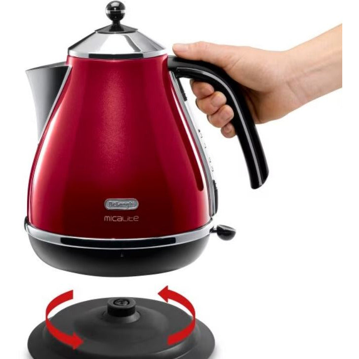 DeLonghi Icona Micalite 1.7L 2000W Jug Kettle - Red | KBOM3001.R from DeLonghi - DID Electrical