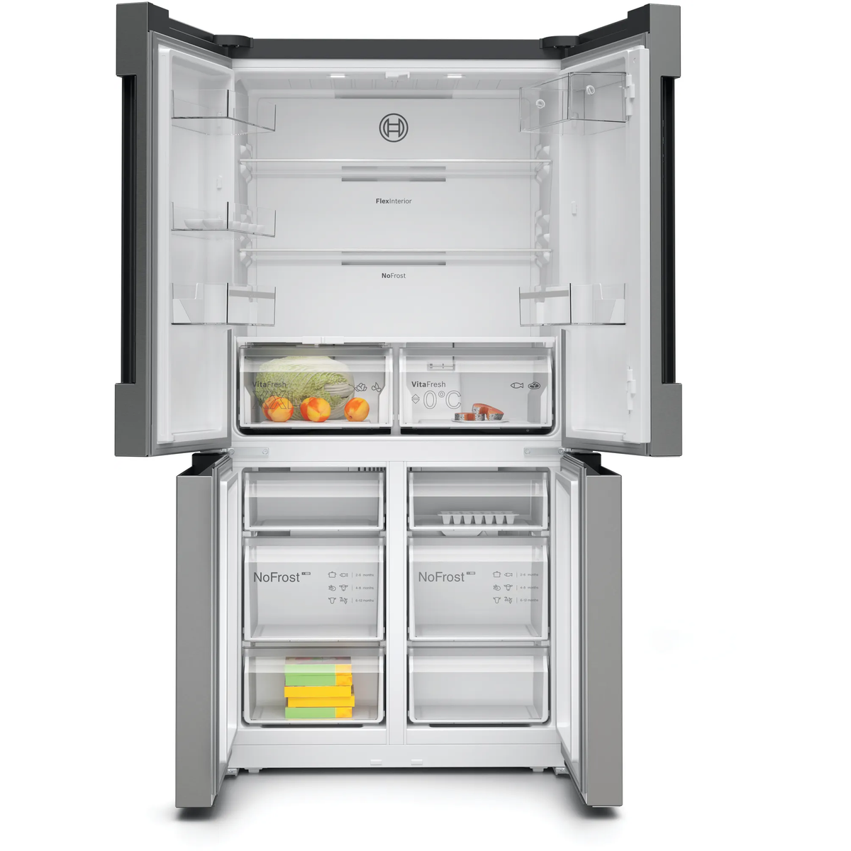 Bosch Serie 4 605L Freestanding French Door Fridge Freezer with Anti-fingerprint - Stainless Steel | KFN96VPEAG (7579766882492)