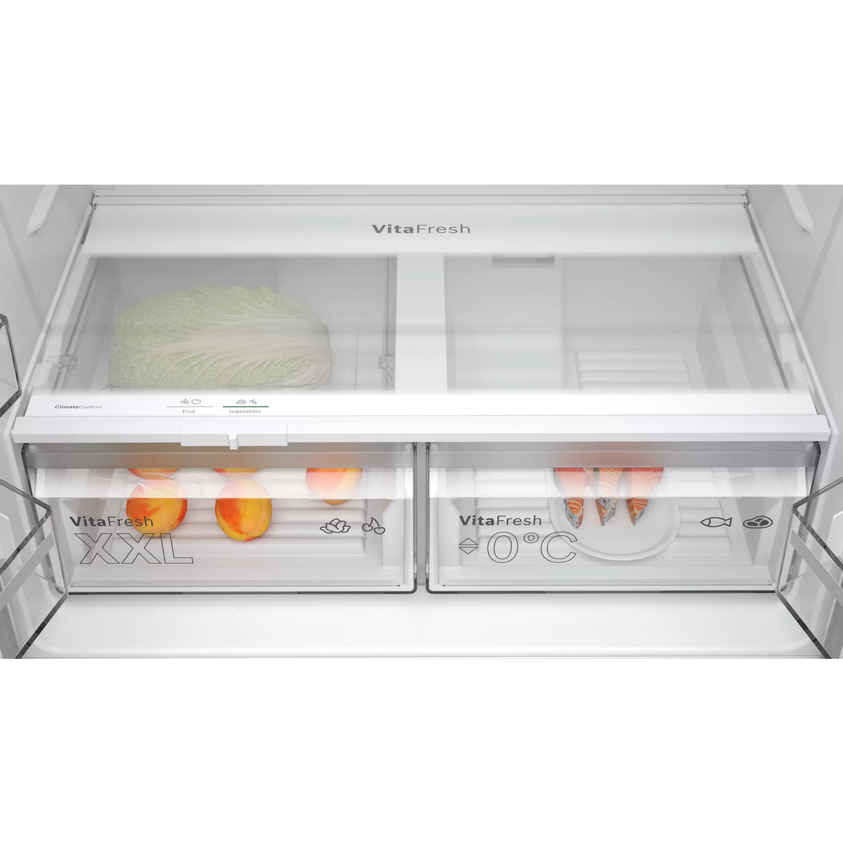 Bosch Serie 4 605L Freestanding French Door Fridge Freezer with Anti-Fingerprint - Stainless Steel | KFN96VPEAG (7579766882492)